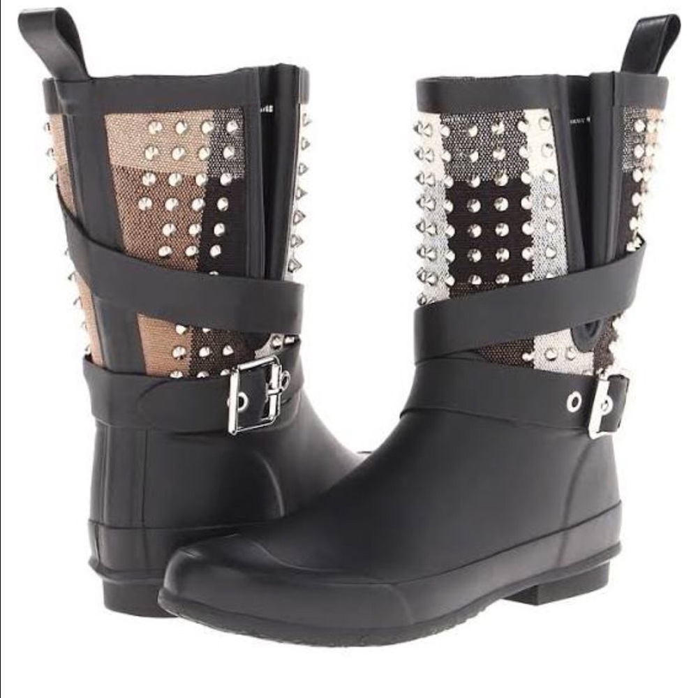 Burberry Holloway studded coated ankle rain boots